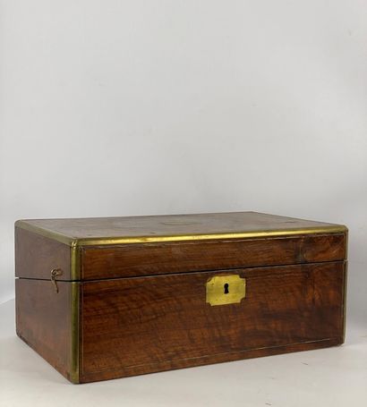 A mahogany and mahogany veneer writing case...