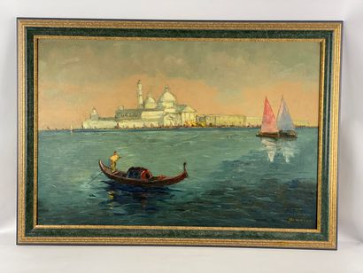  NOMAGER (?) (XXth century) Views of Venice Two oil on canvas forming a pendant 81...