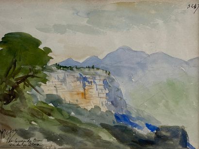  Alexis MOSSA (1846-1926) Landscape Two watercolours on paper One signed, the other...