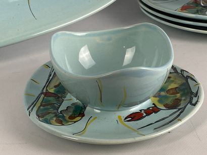  M.F.B.A PORNIC Part of earthenware table service on the theme of the sea including...