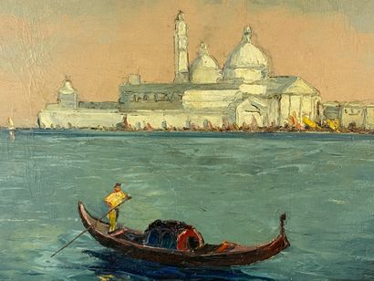  NOMAGER (?) (XXth century) Views of Venice Two oil on canvas forming a pendant 81...