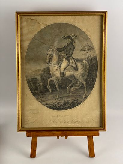  Lot including : - an engraving framed under glass "Masséna, general in chief of...
