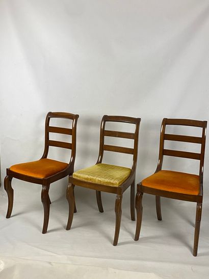 Set of three mahogany chairs with openwork...