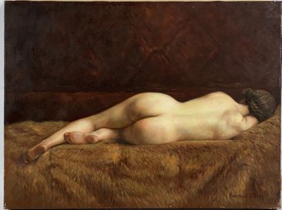  Bela KONTULY (1904-1983) Nude woman lying down Oil on canvas signed lower right...