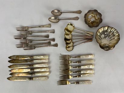  Silver lot (925) including: 6 ice-cream spoons, 2 dessert spoons, 6 cake forks,...