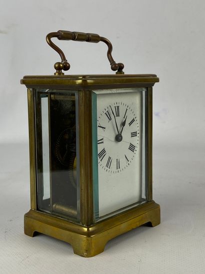 Officer's clock with bronze and gilt metal...