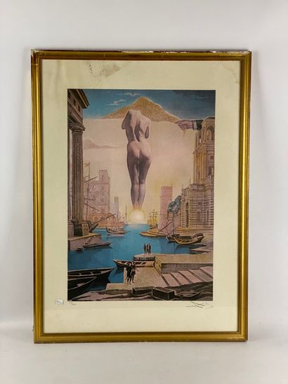  SALVADOR DALI (d'après) Set of three lithographs in colours including Lady Atomica,...