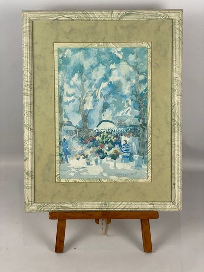  Lot of framed pieces including a bouquet of flowers oil on canvas (damaged), market...