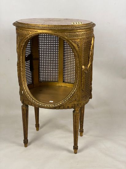 Carved gilded wood bedside table with a frieze...