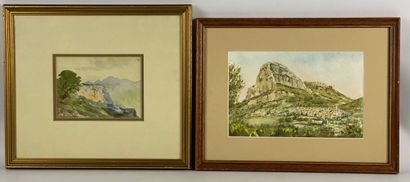  Alexis MOSSA (1846-1926) Landscape Two watercolours on paper One signed, the other...