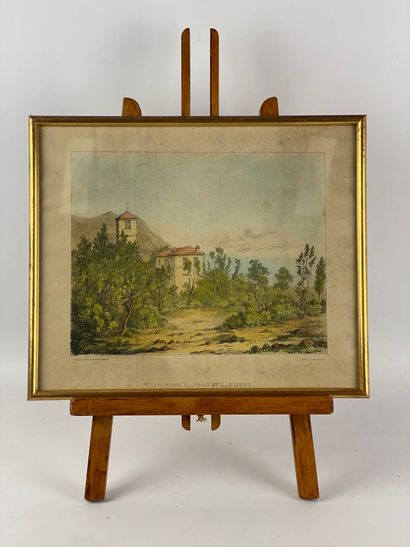  Regionalist school Lot of 4 engravings on the Nice region Remains of Castle and...