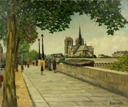 Georges LATTES (XXe siècle) 
Vue sur Notre-Dame,...