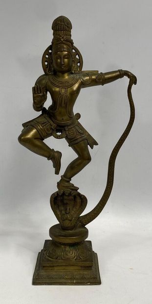 Sujet en bronze sculpté dans le goût indien...