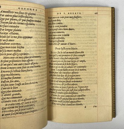  - Mellin de SAINT GELAIS 1491(?)-1558 
Oeuvres poétiques 
Lyon, A. de Harsy, 1574...