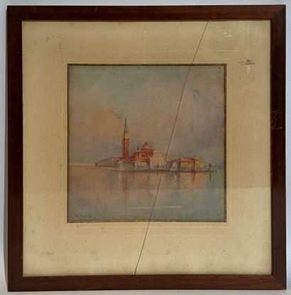  Paul DUVERNEY (1866-1925) 
Venise 
Aquarelle sur papier, signé en bas à gauche 
Dim...