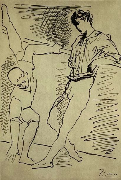  D'après Pablo PICASSO (1881-1973) 
Deux danseurs 
Eau-forte signée dans la planche...