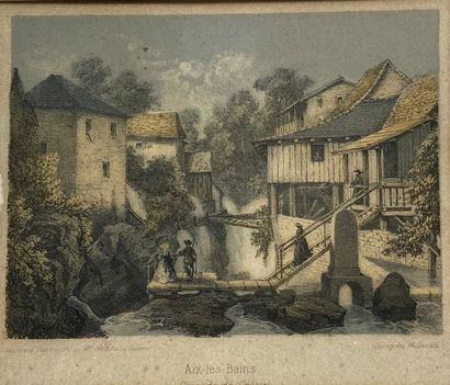  Lot de gravures et reproductions diverses dont vue générale d'Aix-les-bains, DECARIS...