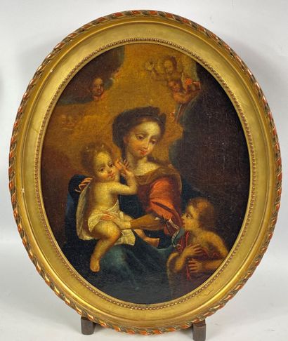  Ecole française du XVIIe siècle 
Vierge à l'enfant avec le jeune saint Jean-Baptiste...