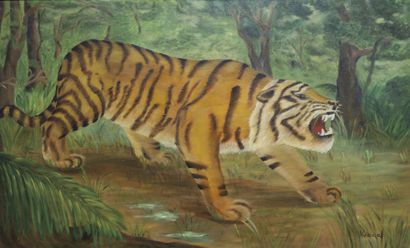 KOGEL (XXe siècle) 
Tigre marchant 
Huile...