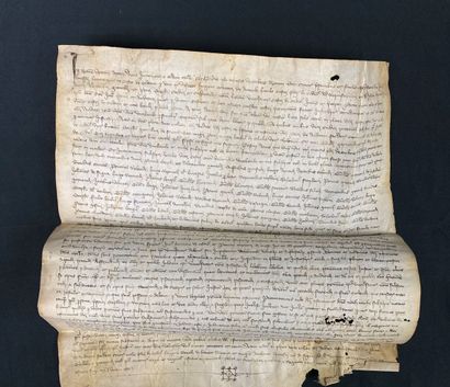 Pièce manuscrite datée de 1360. 
Pièce sur...
