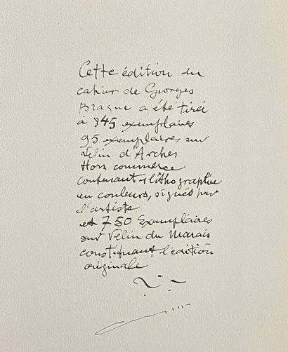  Cahier de Georges BRAQUE 1917-1947. 
BRAQUE Georges 
Edité par Maeght Editeur, 1948...