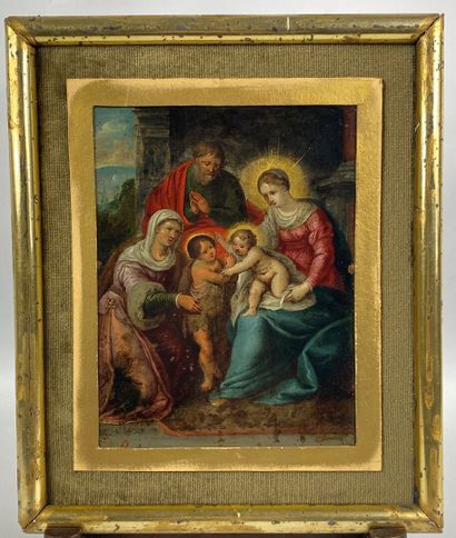  Attribué à Cornelis de BAILLEUR (Anvers 1607 - 1671) 
La Sainte Famille avec sainte...
