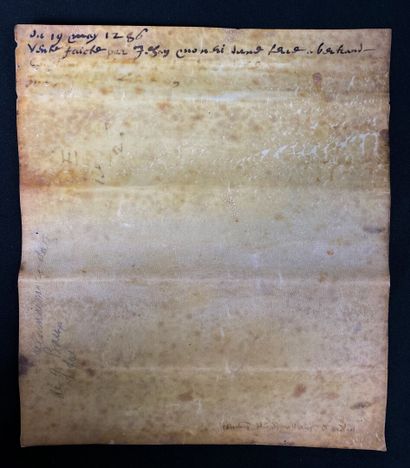  Pièce manuscrite datée de 1286. 
Pièce sur vélin de 21 x 18,5 cm, encre noire. Texte...