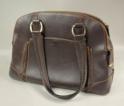 LANCEL 
Adjani bag in chocolate grained leather...