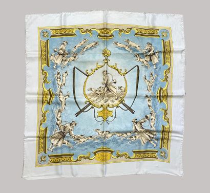 HERMES Paris 
Square in silk twill with printed...
