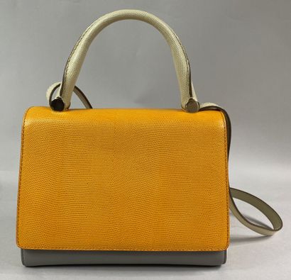  Max MARA 
Grey, yellow and beige smooth grained leather bag, hand-carried handle...