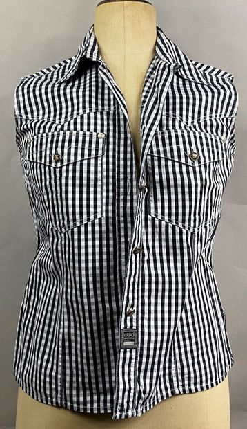 VERSACE 
Gingham cotton pants and sleeveless...