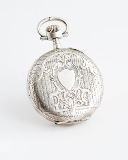  Set of two silver (925) pocket watches, case decorated with cartouche and garlands...