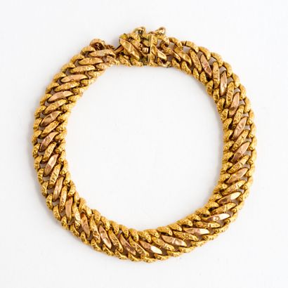  Bracelet with American mesh in yellow gold (750), ratchet clasp and safety chain...