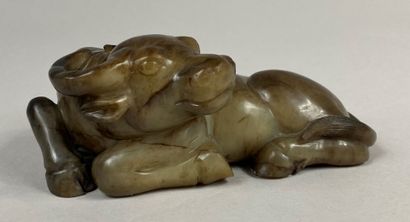 CHINA, late Qing dynasty, Ming style 
Nephrite...