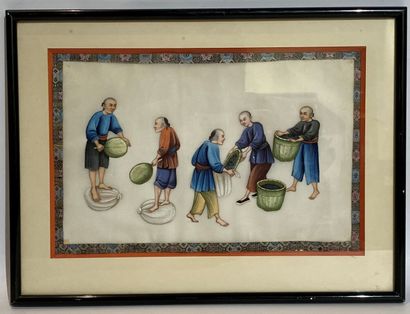 CHINA, CANTON 
Gouache on rice paper 
The culture 
Dimensions (at sight) : 21,5...
