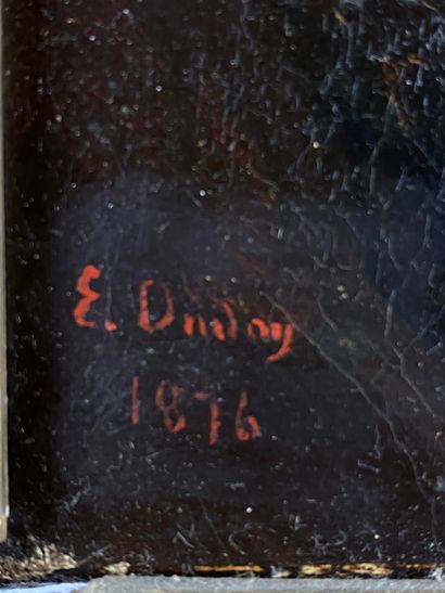  E. DUDAY (?) (XIXème siècle) 
Pêcheurs en bord de mer 
Huile sur toile, signée en...