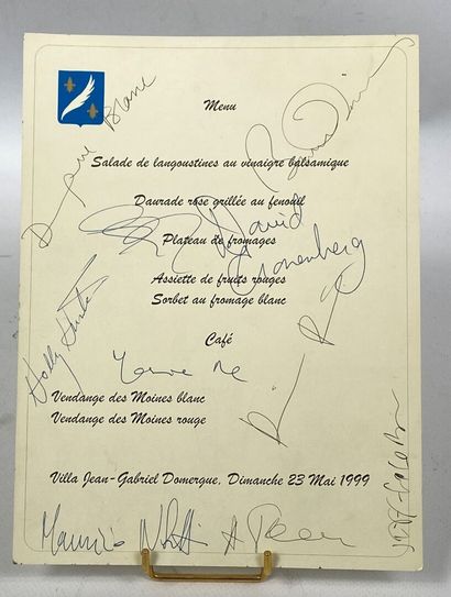  Menu du 23/05/1999, Villa Jean-Gabriel Domergue 
Festival De Cannes, signé par les...