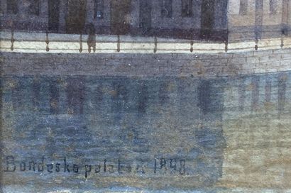 Ecole du XIXe siècle 
Palais de Stockholm, Bondeska palatset 
Aquarelle sur papier,...