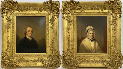  Ecole américaine du XIXe siècle 
Portraits présumés de Richard Sears et de Madam...