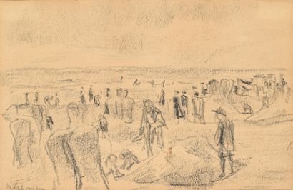  Attribué à Max Liebermann 
Scène animée dans un champ
Dessin 
Signe en bas à gauche... Gazette Drouot