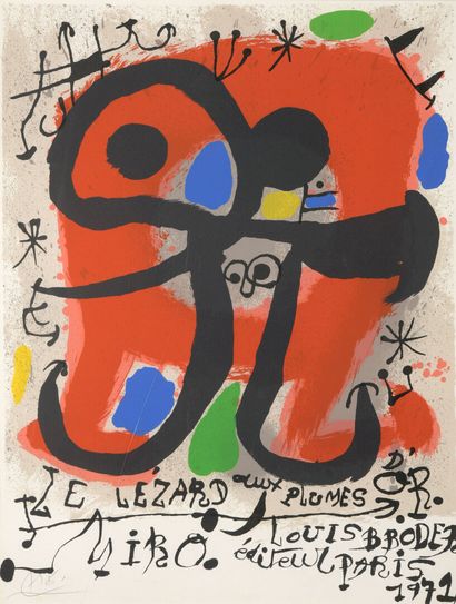  Joan MIRO (1893-1983), d'après
Le lézard aux plumes d'or, 1971
Affiche sur papier,... Gazette Drouot
