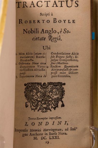 null BOYLE (Robert) : Tractatus scripti à Roberto Boyle Nobili Anglo, è Societate...