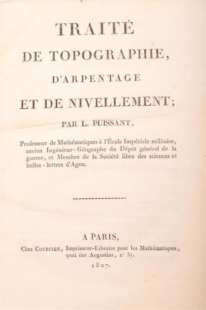 null PUISSANT (Louis) : Traité de topographie, d'arpentage et de nivellement. Paris,...