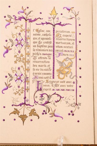 null [Manuscrit] Heures romaines : livre d'heures début XXe, calligraphié et enluminé....