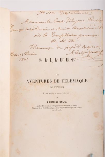 null FENELON : Les aventures de Télémaque. Traduction arménienne par Ambroise CALFA....