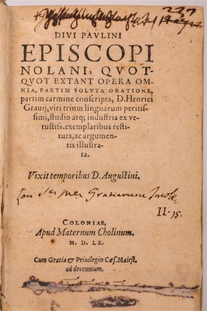 null SAINT PAULIN DE NOLE : Divi Paulini episcopi Nolani, quotquot extant opera omnia,...