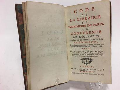 null Code de la librairie et imprimerie de Paris, ou conférence du règlement arrêté...