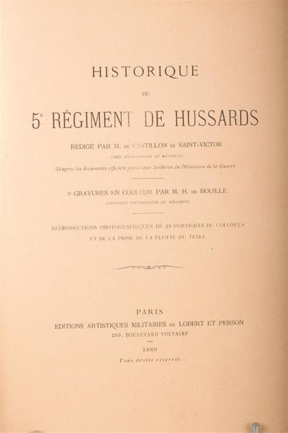 null CASTILLON DE SAINT-VICTOR (Marie-Emilien) : Historique du 5e régiment de hussards....
