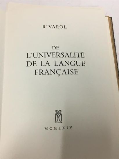 null RIVAROL (Antoine, Comte) : De l'universalité de la langue française. S.l., 1965....