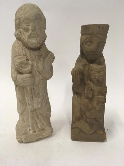 null Deux sculptures dont St Pierre et Vierge à l'enfant
H : 30 cm